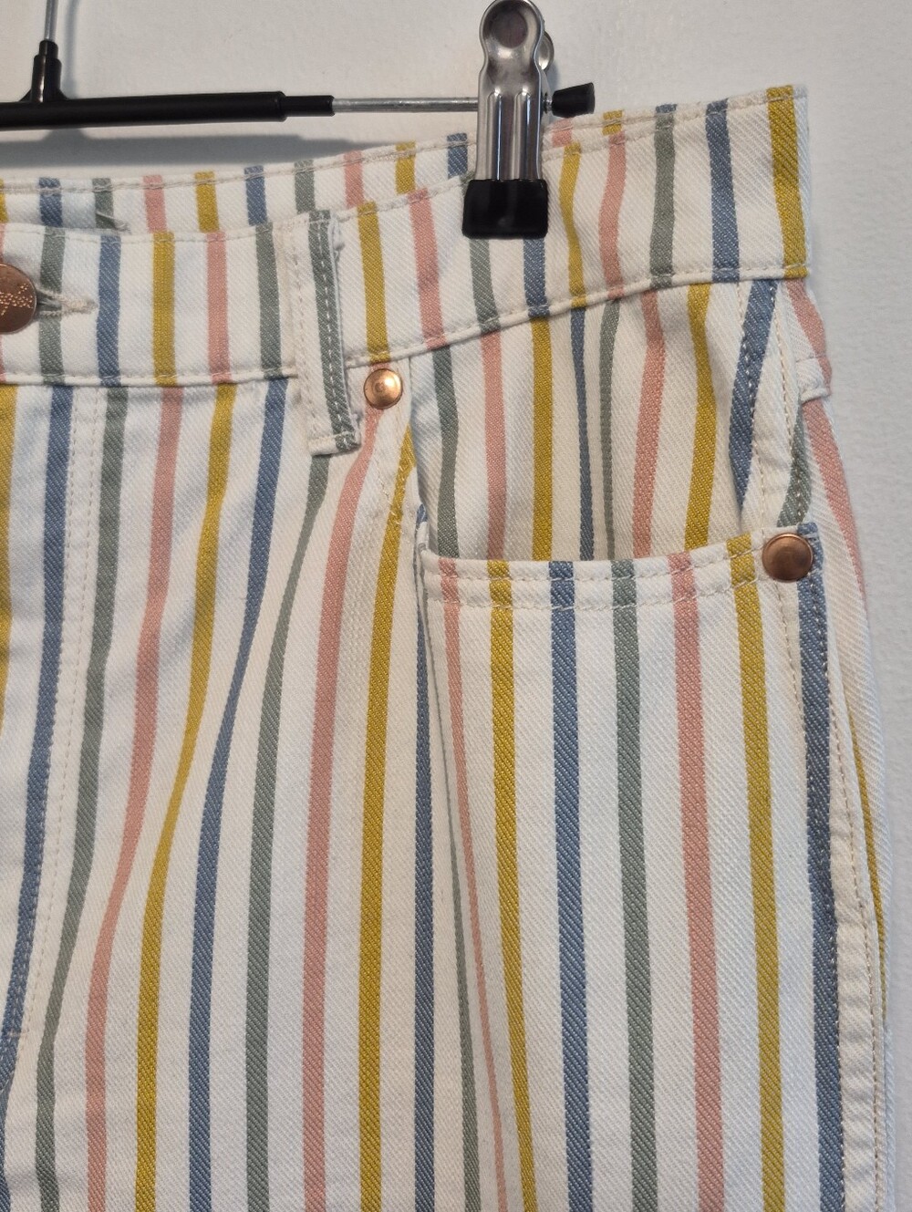Wrangler Wanderer 622 High Rise Flare Jeans Sz 32x32 Pastel Rainbow Stripe Denim - Picture 7 of 14
